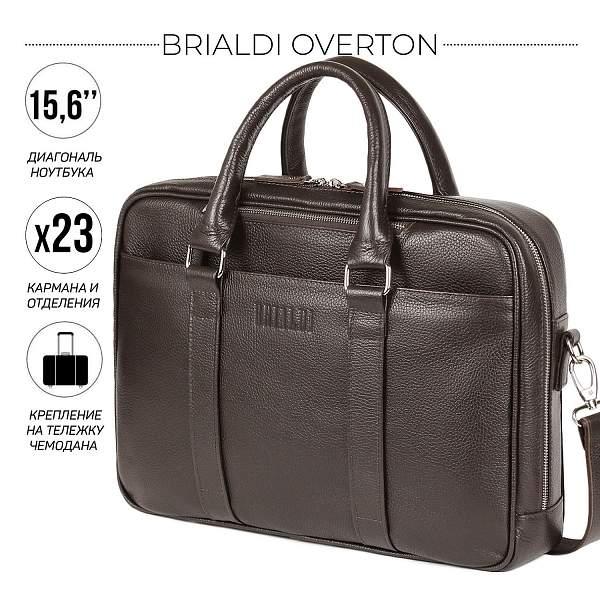 Функциональная мужская деловая сумка BRIALDI Overton (Эвертон) relief brown BR44556XS Коричневый Brialdi, Артикул: BR44556XS фото №1