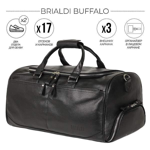 Дорожно-спортивная сумка BRIALDI Buffalo (Буффало) relief black BR44581YD Черный Brialdi, Артикул: BR44581YD фото №1