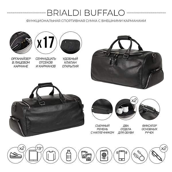 Дорожно-спортивная сумка BRIALDI Buffalo (Буффало) relief black BR44581YD Черный Brialdi, Артикул: BR44581YD фото №1