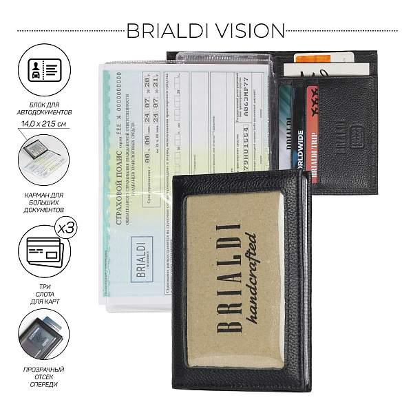 Портмоне для автодокументов SLIM-формата BRIALDI Vision (Взгляд) relief black   BR48211XW Черный Brialdi, Артикул: BR48211XW фото №1