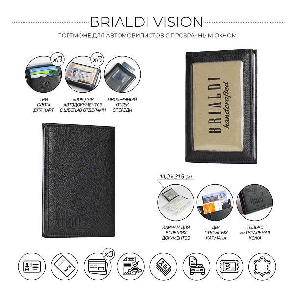 Портмоне для автодокументов SLIM-формата BRIALDI Vision (Взгляд) relief black   BR48211XW Черный Brialdi, Артикул: BR48211XW фото №1