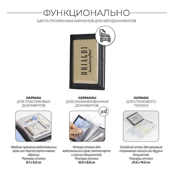 Портмоне для автодокументов SLIM-формата BRIALDI Vision (Взгляд) relief black   BR48211XW Черный Brialdi, Артикул: BR48211XW фото №1