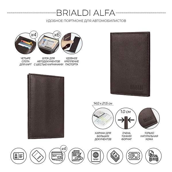 Удобное портмоне для автомобилиста BRIALDI Alfa (Альфа) relief brown BR48468VV Коричневый Brialdi, Артикул: BR48468VV фото №1