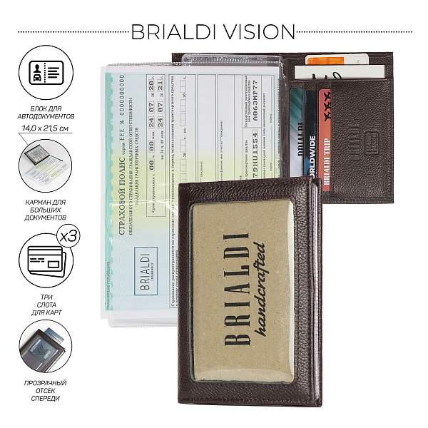 Портмоне для автодокументов SLIM-формата BRIALDI Vision (Взгляд) relief brown BR48534BI Коричневый Brialdi, Артикул: BR48534BI фото №1