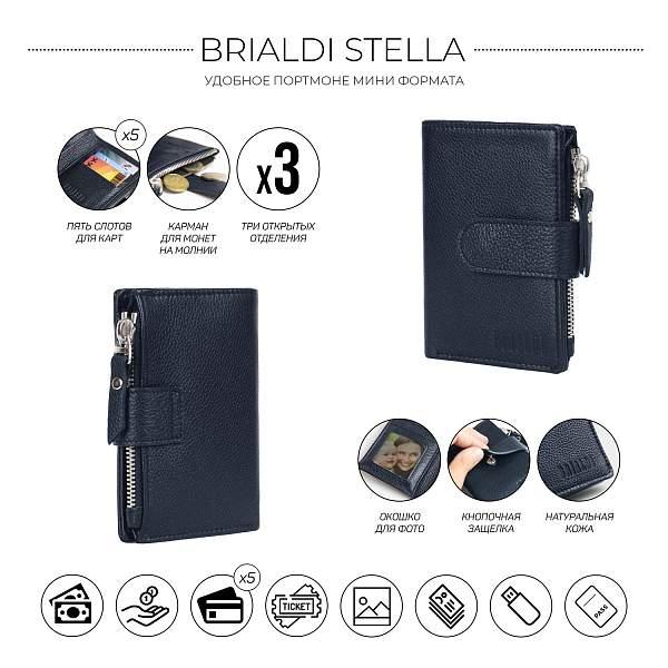 Портмоне MINI-формата BRIALDI Stella (Стелла) relief navy BR49277NV Синий Brialdi, Артикул: BR49277NV фото №1