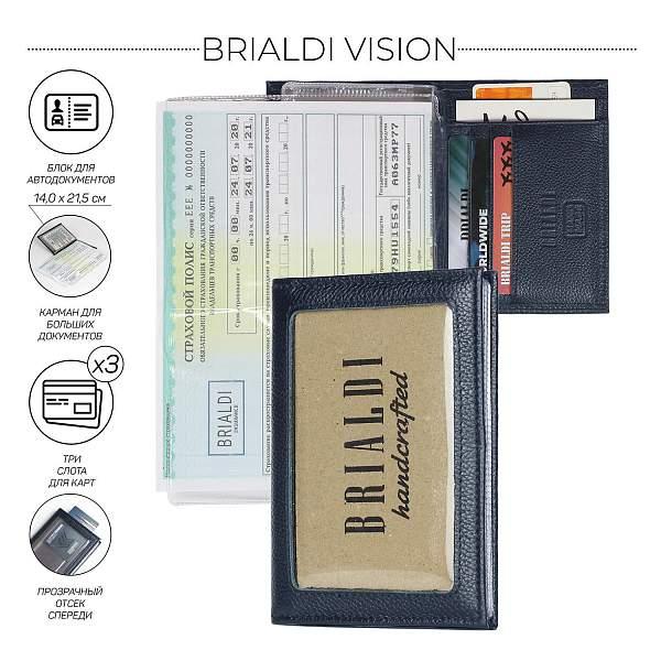 Портмоне для автодокументов SLIM-формата BRIALDI Vision (Взгляд) relief navy BR49279ZP Синий Brialdi, Артикул: BR49279ZP фото №1