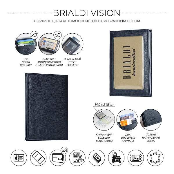 Портмоне для автодокументов SLIM-формата BRIALDI Vision (Взгляд) relief navy BR49279ZP Синий Brialdi, Артикул: BR49279ZP фото №1