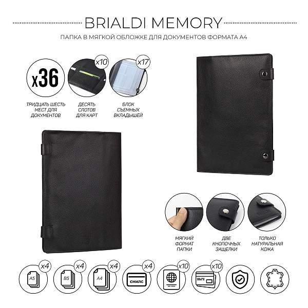 Папка для документов А4 мягкой формы BRIALDI Memory (Мемори) relief black BR49584EW Черный Brialdi, Артикул: BR49584EW фото №1