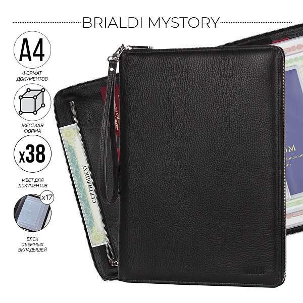 Папка для документов А4 с жесткой формой BRIALDI Mystory (Моя история) relief black BR49595CZ Черный Brialdi, Артикул: BR49595CZ фото №1