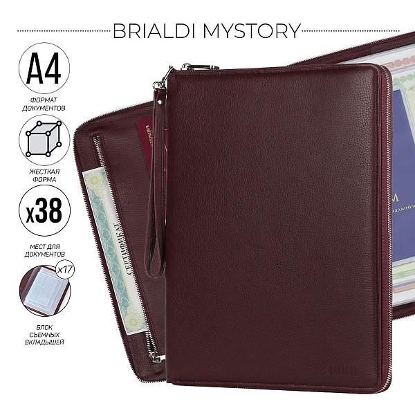 Папка для документов А4 с жесткой формой BRIALDI Mystory (Моя история) relief cherry BR49597XE Бордовый Brialdi, Артикул: BR49597XE фото №1