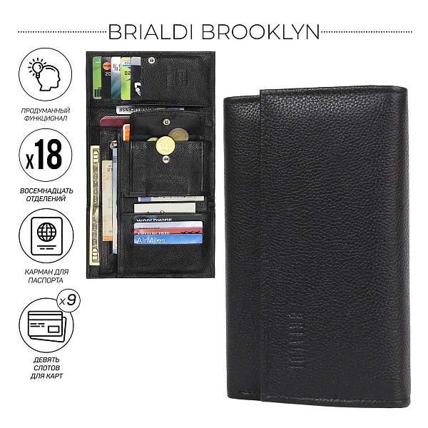 Солидное портмоне BRIALDI Brooklyn (Бруклин) relief black BR50765FB Черный Brialdi, Артикул: BR50765FB фото №1