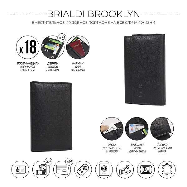 Солидное портмоне BRIALDI Brooklyn (Бруклин) relief black BR50765FB Черный Brialdi, Артикул: BR50765FB фото №1