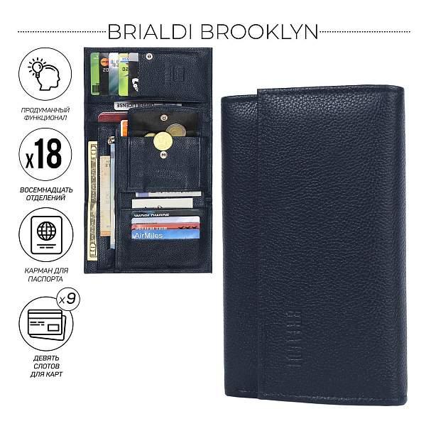 Солидное портмоне BRIALDI Brooklyn (Бруклин) relief navy BR50768YL Синий Brialdi, Артикул: BR50768YL фото №1