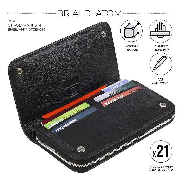 Мужской клатч с удобным внешним отделением BRIALDI Atom (Атом) relief black BR50771HV Черный Brialdi, Артикул: BR50771HV фото №1