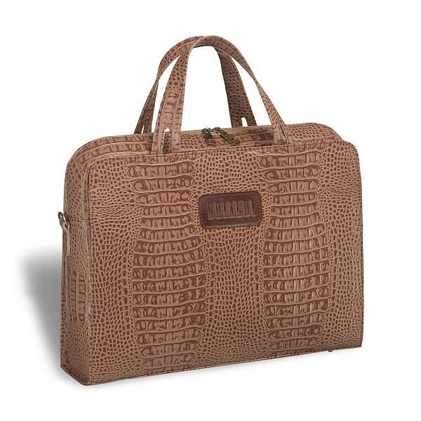 Женская деловая сумка BRIALDI Alicante (Аликанте) croco cappuccino BR03376SX Коричневый Brialdi, Артикул: BR03376SX фото №1