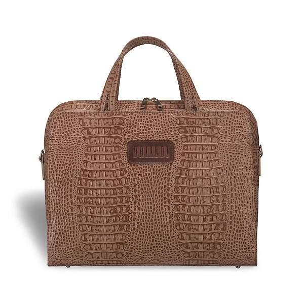 Женская деловая сумка BRIALDI Alicante (Аликанте) croco cappuccino BR03376SX Коричневый Brialdi, Артикул: BR03376SX фото №1