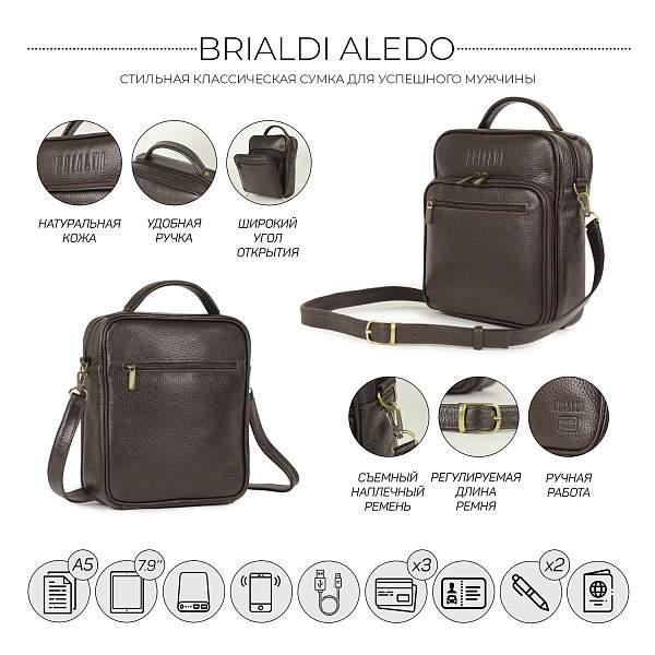 Кожаная сумка через плечо BRIALDI Aledo (Аледо) relief brown BR12937FX Коричневый Brialdi, Артикул: BR12937FX фото №1