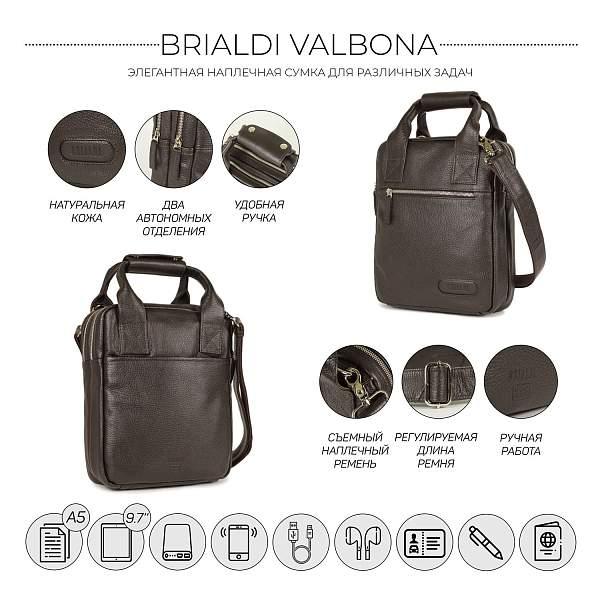 Кожаная сумка через плечо BRIALDI Valbona (Вальбона) relief brown BR13000UL Коричневый Brialdi, Артикул: BR13000UL фото №1