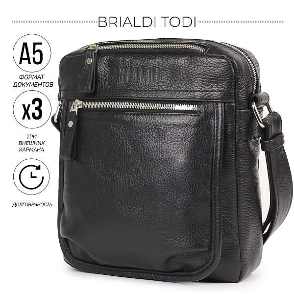 Вертикальная сумка через плечо BRIALDI Todi (Тоди) relief black BR19854YE Черный Brialdi, Артикул: BR19854YE фото №1