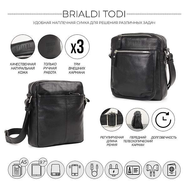 Вертикальная сумка через плечо BRIALDI Todi (Тоди) relief black BR19854YE Черный Brialdi, Артикул: BR19854YE фото №1