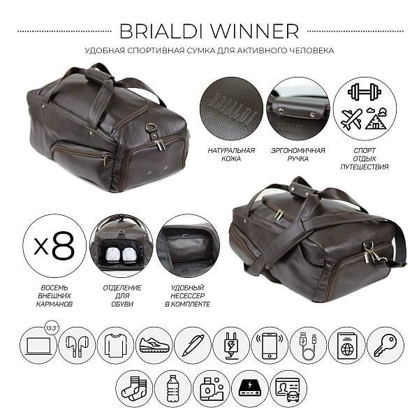 Дорожно-спортивная сумка BRIALDI Winner (Виннер) relief brown BR30550XC Коричневый Brialdi, Артикул: BR30550XC фото №1