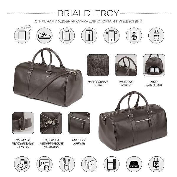 Дорожно-спортивная сумка BRIALDI Troy (Троя) relief brown BR30927GT Коричневый Brialdi, Артикул: BR30927GT фото №1