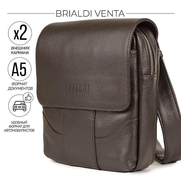 Кожаная сумка через плечо BRIALDI Venta (Вента) relief brown BR31495IX Коричневый Brialdi, Артикул: BR31495IX фото №1