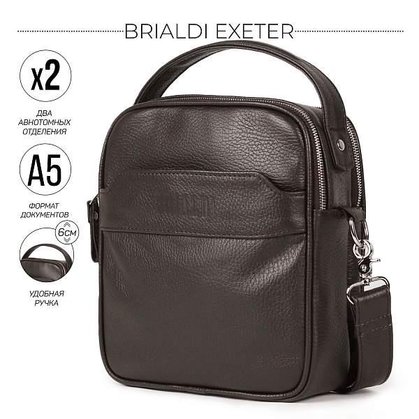 Кожаная сумка через плечо BRIALDI Exeter (Эксетер) relief brown BR34400IS Коричневый Brialdi, Артикул: BR34400IS фото №1