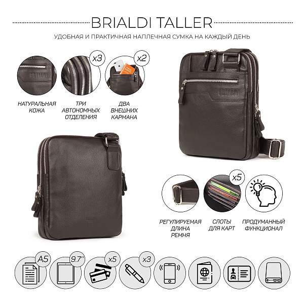 Вертикальная сумка через плечо BRIALDI Taller (Таллер) relief brown BR34411DV Коричневый Brialdi, Артикул: BR34411DV фото №1