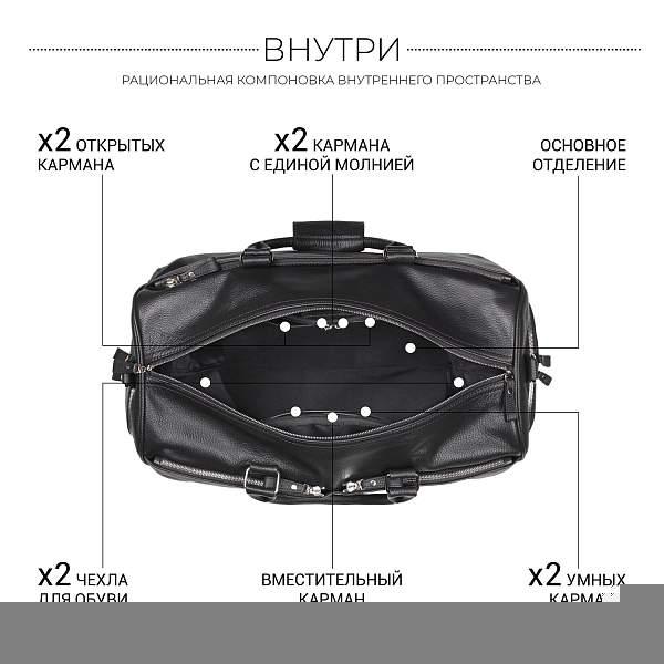 Дорожно-спортивная сумка BRIALDI Traveller (Путешественник) relief black BR44583NZ Черный Brialdi, Артикул: BR44583NZ фото №1