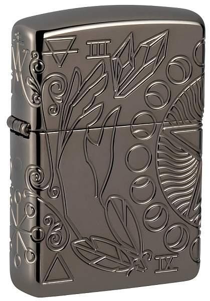 Зажигалка ZIPPO Armor® Wicca Design с покрытием Black Ice®, латунь/сталь, чёрная, 38x13x57 мм 49689 Zippo, Артикул: 49689 фото №1