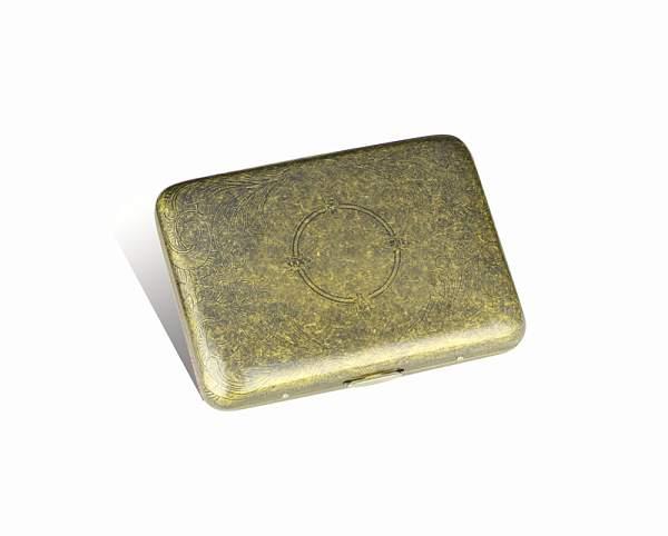 Портсигар S.Quire, сталь, золотистый цвет с рисунком, 94*71*20 мм CS320-013GT S.QUIRE, Артикул: CS320-013GT фото №1