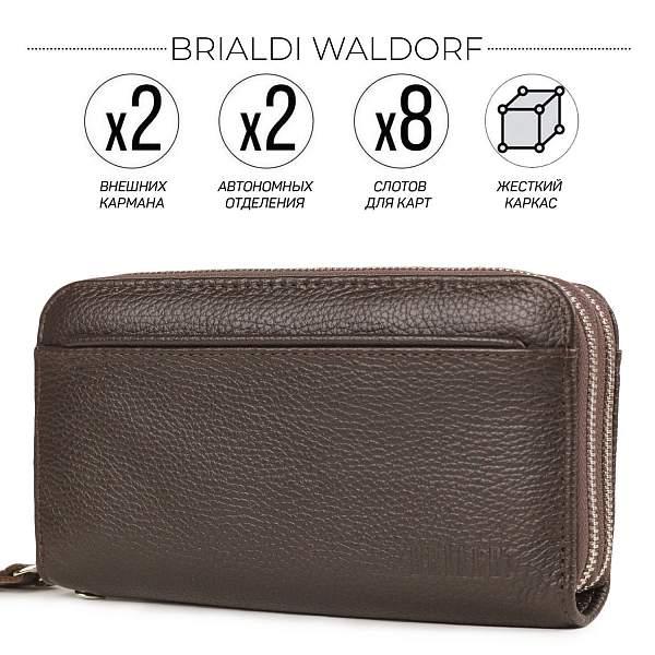 Мужской клатч с двумя отделениями BRIALDI Waldorf (Уолдорф) relief brown BR32926IV Коричневый Brialdi, Артикул: BR32926IV фото №1