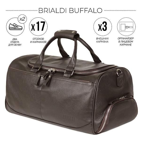 Дорожно-спортивная сумка BRIALDI Buffalo (Буффало) relief brown BR44582PQ Коричневый Brialdi, Артикул: BR44582PQ фото №1