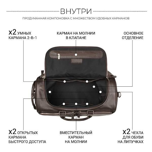 Дорожно-спортивная сумка BRIALDI Buffalo (Буффало) relief brown BR44582PQ Коричневый Brialdi, Артикул: BR44582PQ фото №1