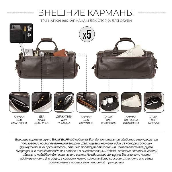 Дорожно-спортивная сумка BRIALDI Buffalo (Буффало) relief brown BR44582PQ Коричневый Brialdi, Артикул: BR44582PQ фото №1