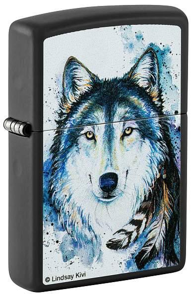 Зажигалка ZIPPO Feed the Good Wolf с покрытием Black Matte, латунь/сталь, черная,матовая,38x13x57 мм 48936 Zippo, Артикул: 48936 фото №1