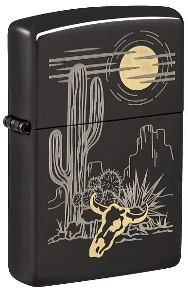 Зажигалка ZIPPO Western с покрытием High Polish Black, латунь/сталь, черная, глянцевая, 38x13x57 мм 48968 Zippo, Артикул: 48968 фото №1