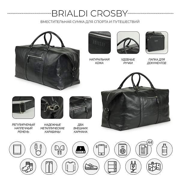 Дорожно-спортивная сумка BRIALDI Crosby (Кросби) relief black BR32082RY Черный Brialdi, Артикул: BR32082RY фото №1