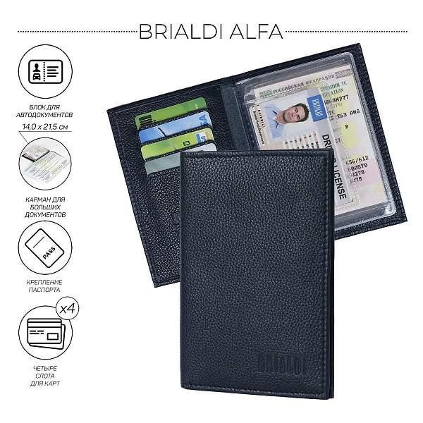 Удобное портмоне для автомобилиста BRIALDI Alfa (Альфа) relief navy BR49270JM Синий Brialdi, Артикул: BR49270JM фото №1